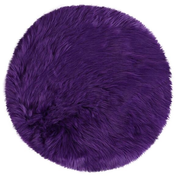 Faux Fur Round Rug Fluffy Area Rugs for Bedroom 3 x 3 Feet Purple - Picture 1 of 6